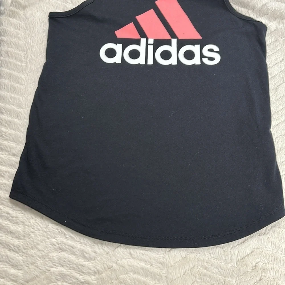 ADIDAS GIRLS BLACK Cotton Graphic TANK TOP LG/ 14